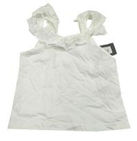 Biely top s volániky s madeirou Primark