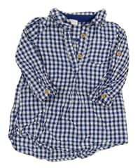 Modro-biele kockované košeľové šaty H&M
