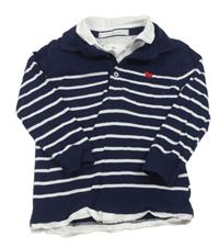 Tmavomodro-bílé pruhované polo triko s výšivkou Jasper Conran
