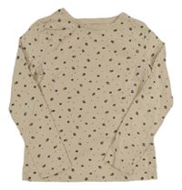 Béžové puntíkaté triko s květy H&M