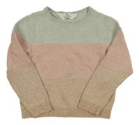 Mátovo-ružovo-hnedý melírovaný sveter H&M