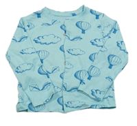 Svetlomodré prepínaci tričko s balóny a mraky