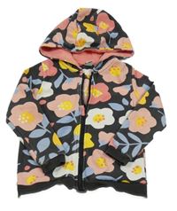 Čierna kvetovaná prepínaci mikina s kapucňou Tu