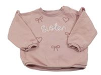 Staroružová mikina so srdiečkami a mašľami F&F