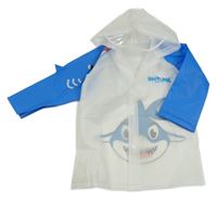 Bílo-modrá pláštěnka s Baby Sharkem a kapucňou