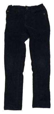 Tmavomodré manšestrové skinny kalhoty Vertbaudet