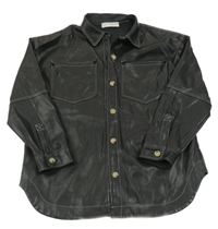 Čierna koženková košeľová bunda Zara