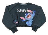 Tmavomodrá crop mikina so Stitchem Primark