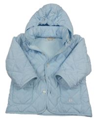 Světlemodrá prošívaná šusťáková zateplená bunda s kapucí