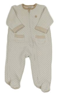 Světlebéžový prošívaný teplákový overal s výšivkou