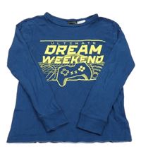 Tmavomodré tričko s nápisom a ovladačem H&M