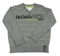 Sivo-limetkový pruhovaný sveter s nápisom C&A