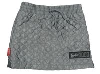 Sivá prešívaná šušťáková zateplená sukňa s nášivkou Barbie