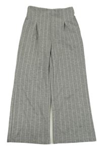 Sivo-biele pruhované teplákové široké nohavice LC Waikiki