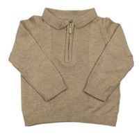 Hnedý melírovaný polo sveter F&F