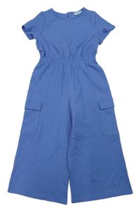 Modrofialový rebrovaný culottes overal s vreckami Primark