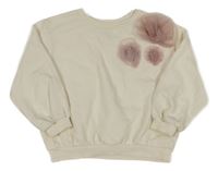 Biela oversize mikina s 3D kvety H&M