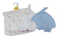 Nové - 4set - Modrá čepice + rukavičky + bílá čepice + rukavičky Primark