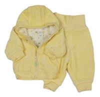2set - Žltá zamatová podšitá prepínaci mikina s kapucí + podšité tepláky H&M
