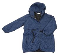 Tmavomodrá prešívaná šušťáková zateplená parka s kapucňou Leigh Tucker