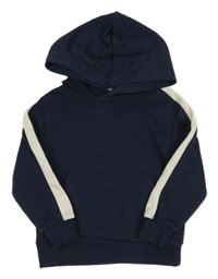 Tmavomodro-béžová mikina s kapucňou H&M