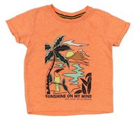 Neónově oranžové tričko s palmou