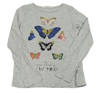 Sivé melírované tričko s motýlikmi zn. H&M