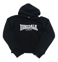 Čierna crop mikina s logom a kapucňou Lonsdale