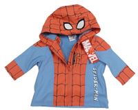 Nové - modro-červená nepromokavá jesenná bunda s kapucí - Spiderman Primark
