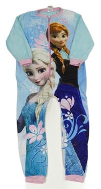 Nové - Světlemodrý fleecový overal s Annou a Elsou - Frozen