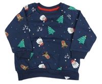 Tmavomodrá mikina s vánočními obrázky Primark