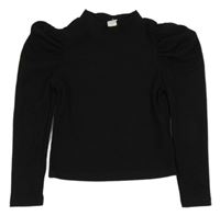 Černé crop žebrované triko shein