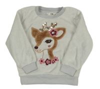 Svetlosivá plyšová mikina s kolouškem C&A