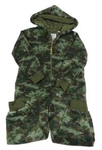 Khaki army chlupatá kombinéza s kapucí Fat Face