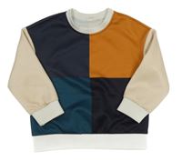 Hnedo-sivo-modro-smotanová ľahká mikina shein