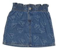 Modrá rifľová sukňa so srdiečkami Primark