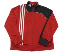Červeno-černá sportovní propínací mikina s logem Adidas