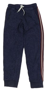 Tmavomodré vzorované tepláky s pruhom kids