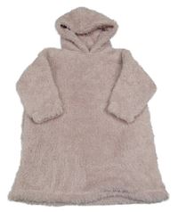 Světlerůžová huňatá domácí oversize mikina s kapucí Next