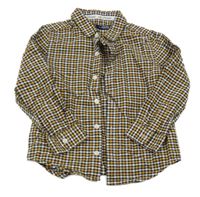 Tmavomdoro-okrová kockovaná košeľa Next