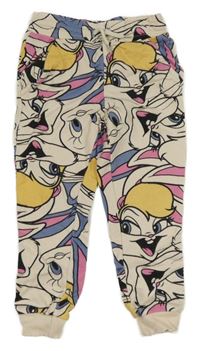 Smetanové vzorované tepláky s Looney tunes