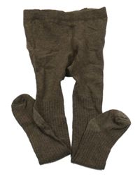 Hnědé žebrované punčocháče H&M