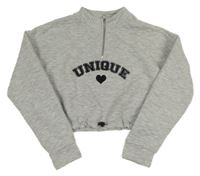 Sivá crop mikina s nápisom New Look