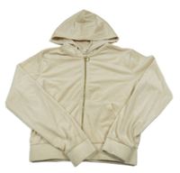 Smotanová zamatová prepínaci crop mikina s kapucňou H&M