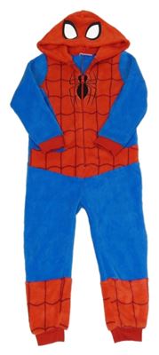 Červeno-modrá plyšová kombinéza s kapucí - Spiderman Marvel