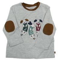 Šedé žebrované triko s pejsky obaibi