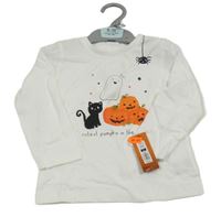 Nové - bílé triko s dýněmi a duchem dunnes