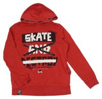 Červená mikina s nápisom a kapucňou C&A