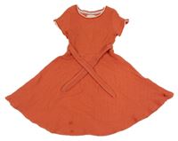 Červené pruhované rebrované šaty s opaskom Jasper Conran