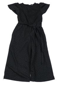 Černo-šedý vzorovaný teplákový overal s páskem